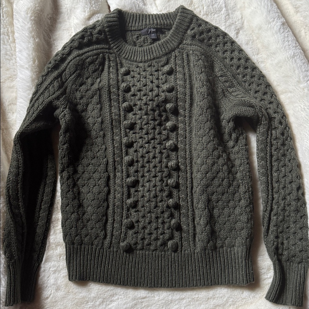 Chunky Knit Sweater in Olive Green fisherman J.Crew